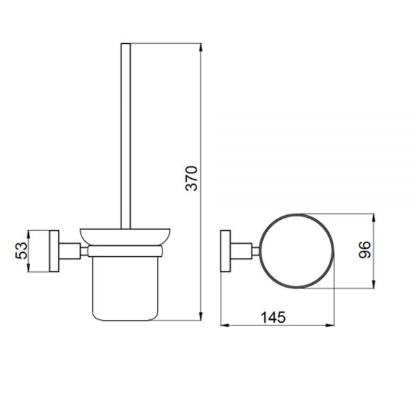 JTP VOS Brushed Brass Wall Mounted Toilet Brush Set with Frosted Glass Holder #2