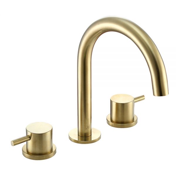 JTP VOS Brushed Brass 3 Hole Basin Mixer Tap