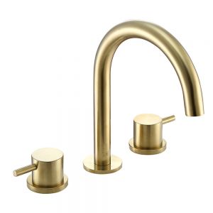 JTP VOS Brushed Brass 3 Hole Basin Mixer Tap