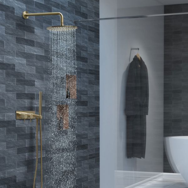 JTP VOS Brushed Brass 200mm Round Shower Head #3