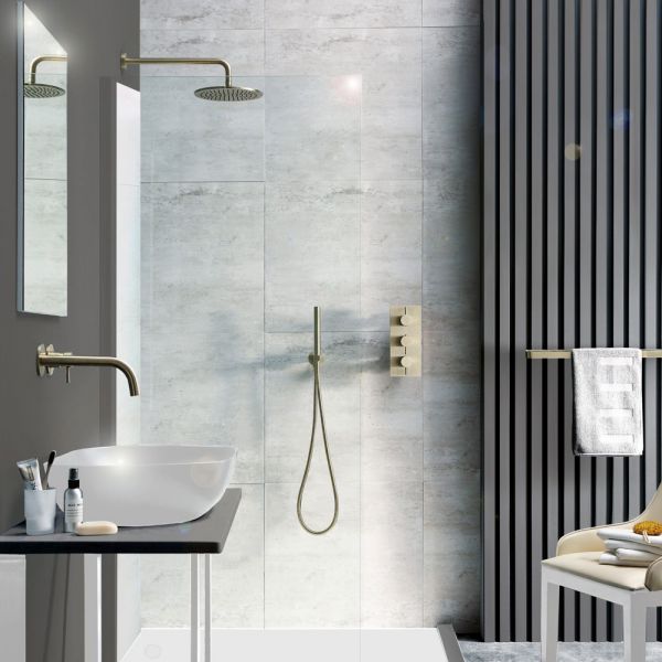 JTP VOS Brushed Brass 200mm Round Shower Head #4