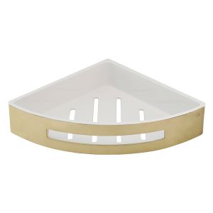 JTP VOS Brushed Brass Corner Basket with White Insert
