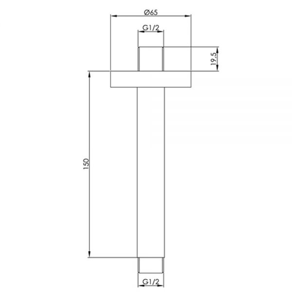 JTP VOS Brushed Brass 150mm Round Ceiling Mounted Shower Arm #2