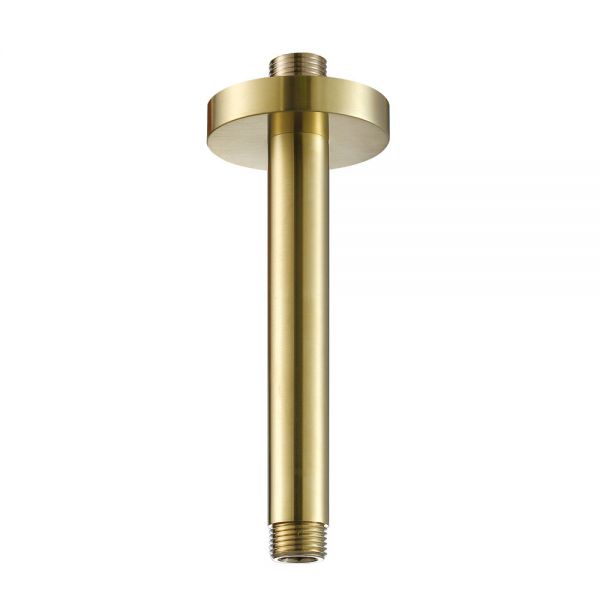 JTP VOS Brushed Brass 150mm Round Ceiling Mounted Shower Arm