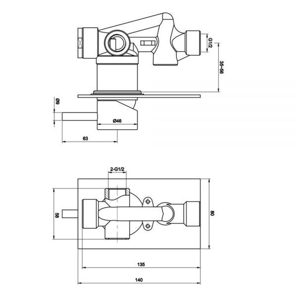 JTP VOS Brushed Brass Single Outlet Manual Shower Valve #2