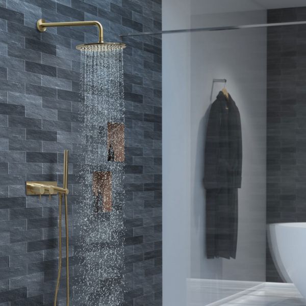 JTP VOS Brushed Brass 250mm Round Shower Head #3