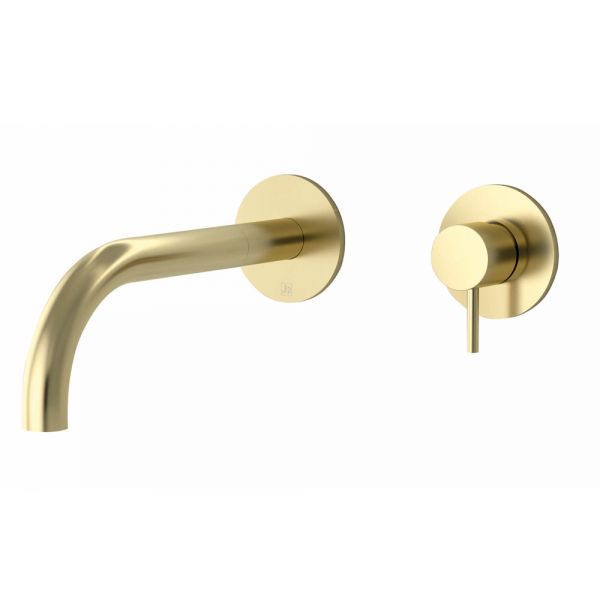 JTP VOS Brushed Brass Wall Mounted Basin Mixer Spout 250mm