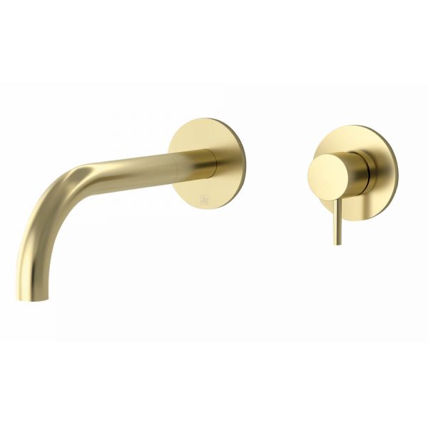 JTP VOS Brushed Brass Wall Mounted Basin Mixer Spout 200mm