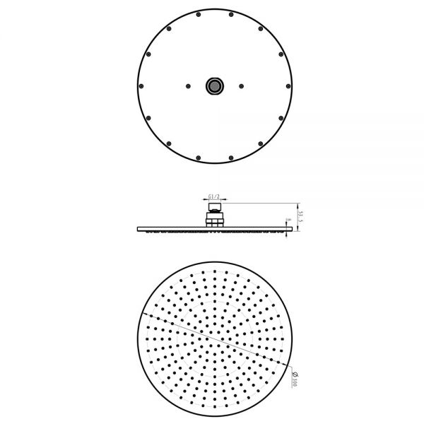 JTP VOS Brushed Brass 300mm Round Shower Head #2