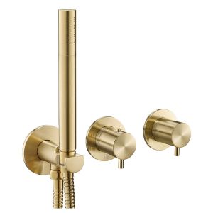 JTP VOS Brushed Brass Modular Thermostatic Concealed 2 Outlet Shower Valve With Handset Kit