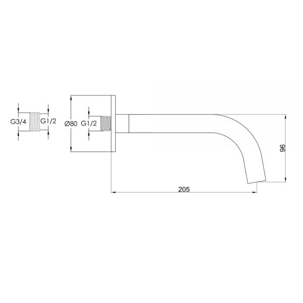 JTP VOS Brushed Brass Wall Mounted Spout 200mm #2