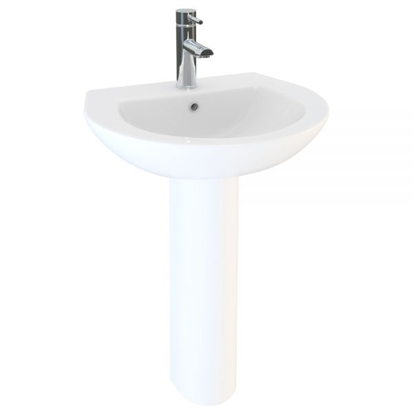 Arley 1 Tap Hole Basin and Pedestal In A Box