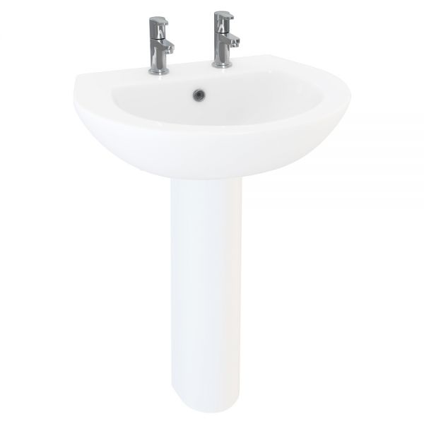 Arley 560mm 2 Tap Hole Basin and Pedestal In A Box
