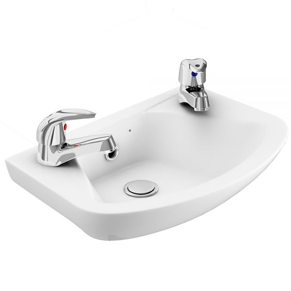 Arley 360mm 2 Tap Hole Wall Basin and Brackets In A Box