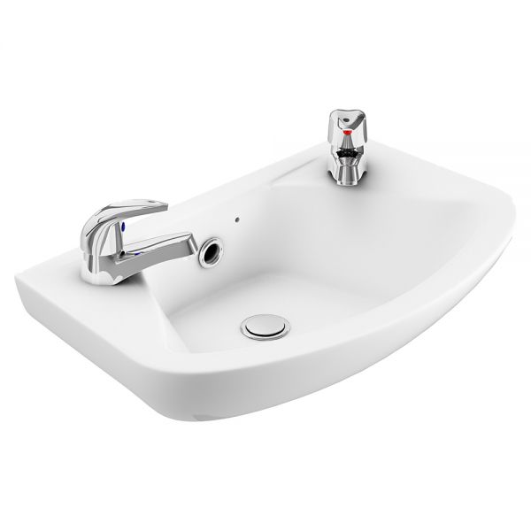 Arley 450mm 2 Right Hand Tap Hole Wall Basin and Brackets In A Box