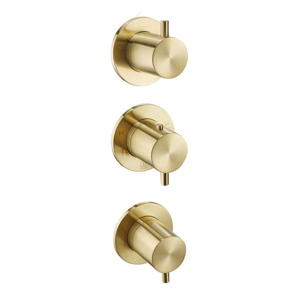 JTP VOS Brushed Brass Modular Thermostatic Concealed 3 Outlet Shower Valve