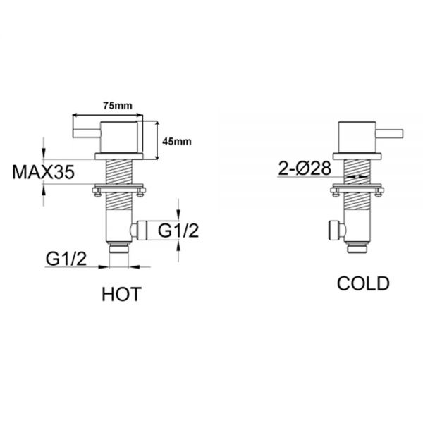 JTP VOS Brushed Brass Deck Mounted Panel Valves #2
