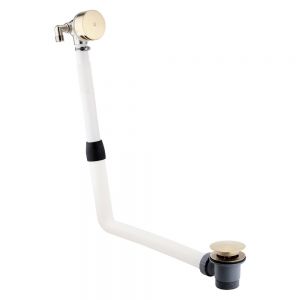 JTP VOS Brushed Brass Overflow Bath Filler with Click Clack Waste