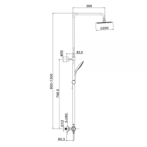 JTP VOS Brushed Brass Thermostatic Cool Touch Exposed Bar Shower Valve Kit with Adjustable Riser #2