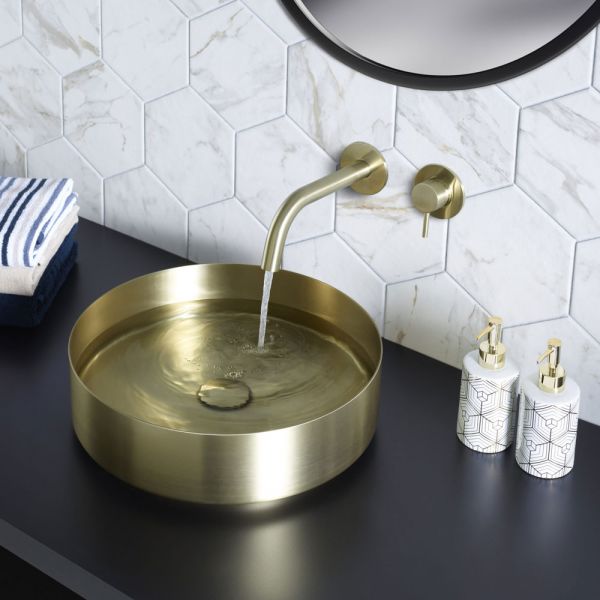 JTP VOS Brushed Brass Round Countertop Basin 360 x 360mm #4