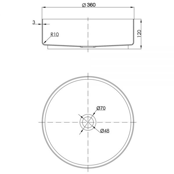 JTP VOS Brushed Brass Round Countertop Basin 360 x 360mm #2