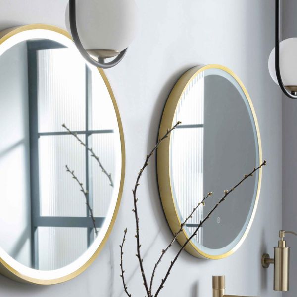 JTP VOS Brushed Brass Round LED Bathroom Mirror 600mm #3