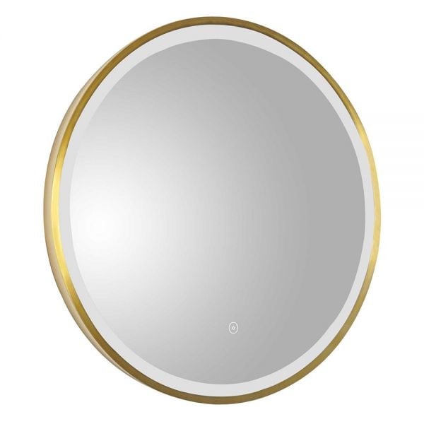 JTP Vos Brushed Brass Round LED Bathroom Mirror 600mm
