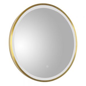 JTP Vos Brushed Brass Round LED Bathroom Mirror 600mm