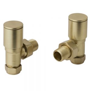JTP Brushed Brass Angled Manual Radiator Valves