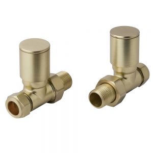 JTP Brushed Brass Straight Manual Radiator Valves