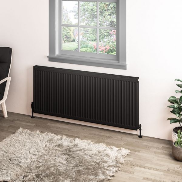 Eastbrook Type 11 600 x 1400 Matt Black Central Heating Radiator #2