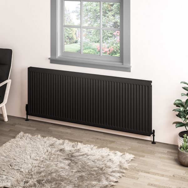Eastbrook Type 11 600 x 1600 Matt Black Central Heating Radiator #2