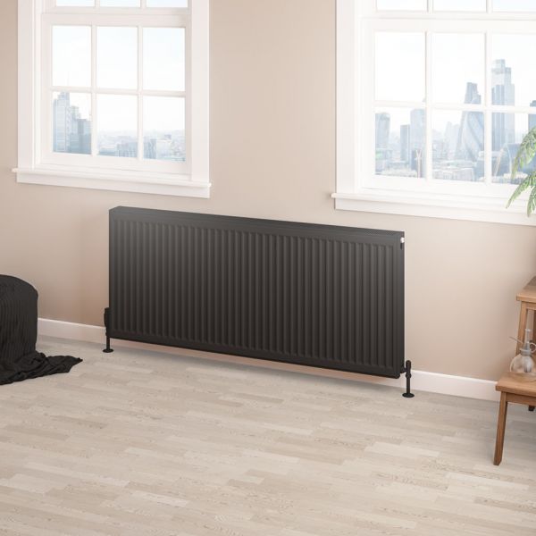 Eastbrook Type 22 600 x 1400 Matt Black Central Heating Radiator #2