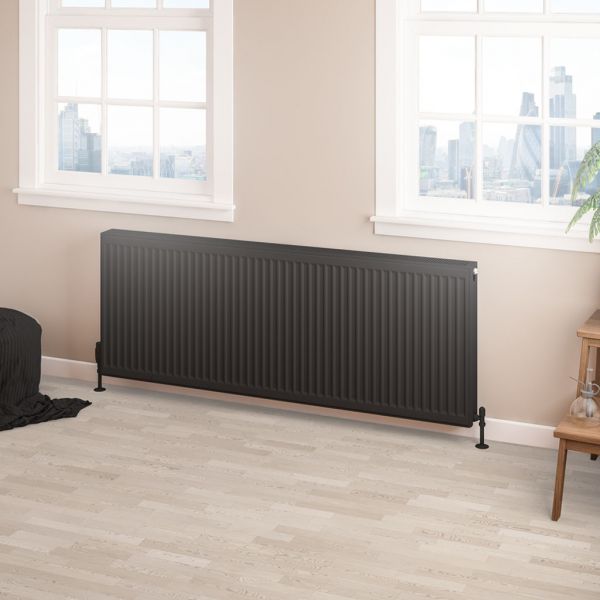 Eastbrook Type 22 600 x 1600 Matt Black Central Heating Radiator #2