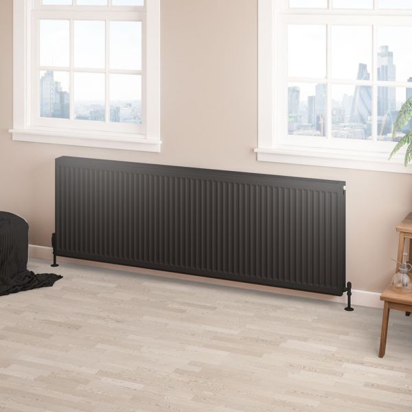 Eastbrook Type 22 600 x 1800 Matt Black Central Heating Radiator #2