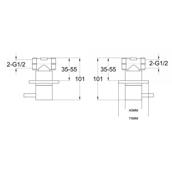 JTP VOS Brushed Black Wall Mounted Valves #2