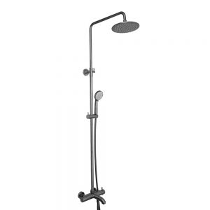 JTP VOS Brushed Black Thermostatic Exposed Bar Shower Valve Kit with Adjustable Riser and Bath Spout