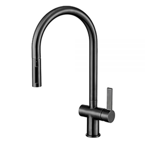 JTP VOS Brushed Black Pull Out Kitchen Mixer Tap