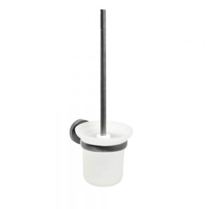 JTP VOS Brushed Black Wall Mounted Toilet Brush Set