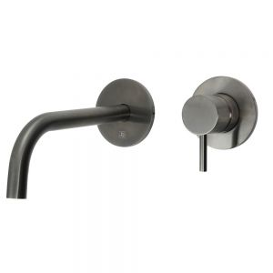 JTP VOS Brushed Black Wall Mounted Slim Spout Basin Mixer Tap 250mm