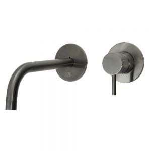 JTP VOS Brushed Black Wall Mounted Slim Spout Basin Mixer Tap 200mm