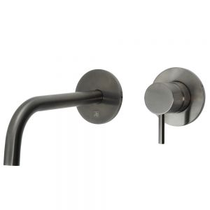 JTP VOS Brushed Black Wall Mounted Slim Spout Basin Mixer Tap 150mm