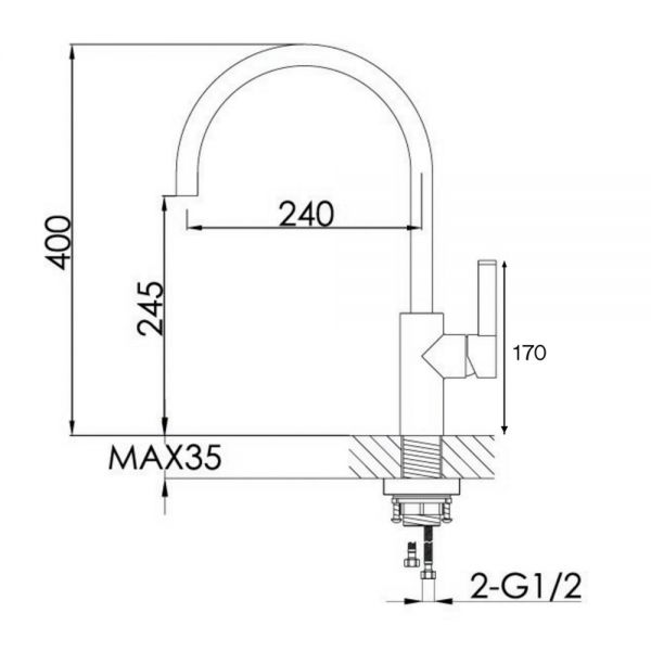 JTP VOS Brushed Black Kitchen Mixer Tap #2