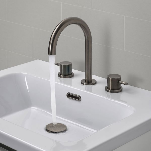 JTP VOS Brushed Black 3 Hole Basin Mixer Tap #3