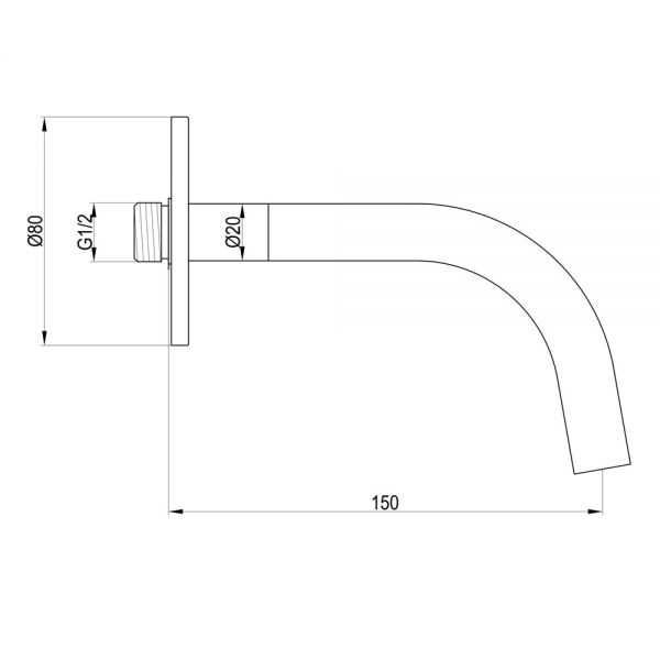 JTP VOS Brushed Black Wall Mounted Slim Spout 150mm #2