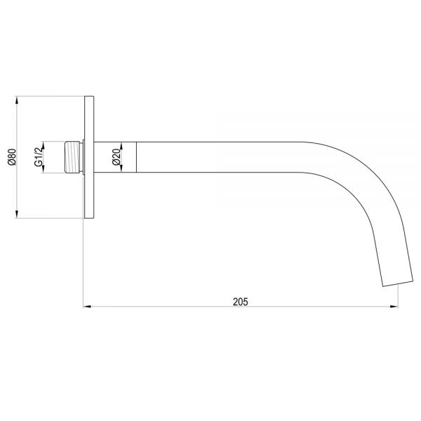 JTP VOS Brushed Black Wall Mounted Slim Spout 200mm #2