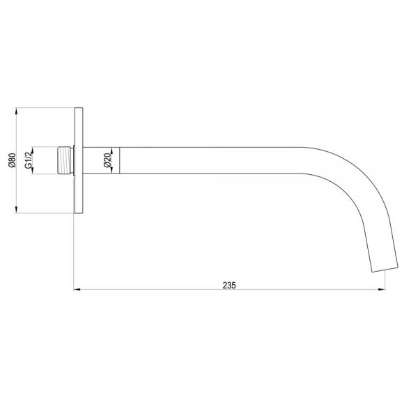 JTP VOS Brushed Black Wall Mounted Slim Spout 250mm #2