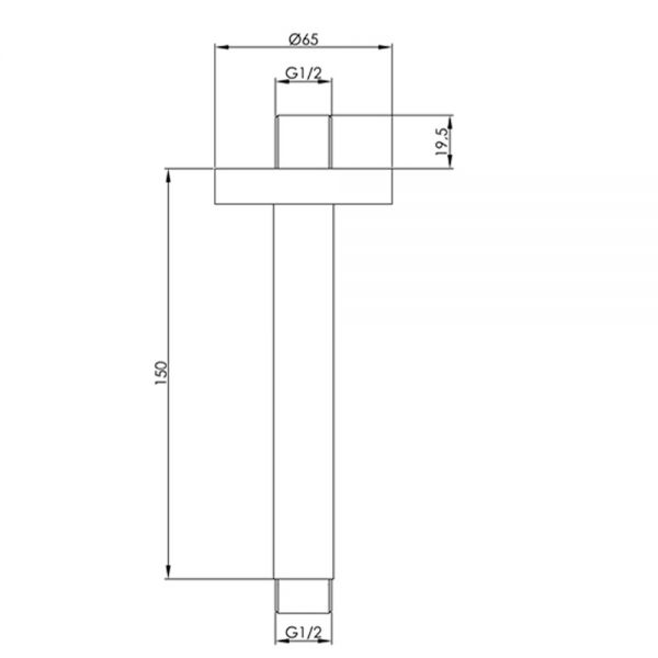 JTP VOS Brushed Black 150mm Round Ceiling Mounted Shower Arm #2