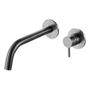 JTP VOS Brushed Black Wall Mounted Basin Mixer Tap 200mm