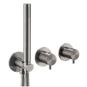 JTP VOS Brushed Black Modular Thermostatic Concealed 2 Outlet Shower Valve With Handset Kit